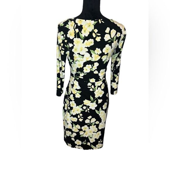 LAUREN RALPH LAUREN FLORAL BLACK & YELLOW CLASSY/CLASSIC DRESS WOMENS SIZE 4 - Picture 2 of 10